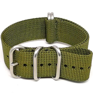 Correa de reloj militar de nailon balístico - Oliva (hebilla mate)