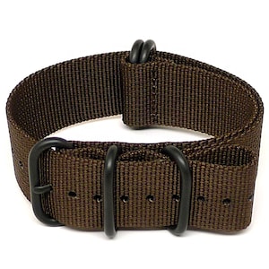 Ballistic Nylon Military Watch Strap - Brown (PVD Buckle)