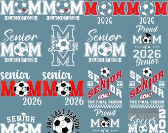 Mamá de último año de 2026 PNG, divertida imagen de graduación de mamá futbolista, diseño de sublimación deportiva sarcástica, descarga digital