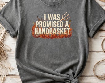 Diseño PNG sarcástico y divertido para sublimación, cita "Me prometieron una cesta" en formato PNG para camisetas, descarga de imágenes prediseñadas de memes de humor negro.