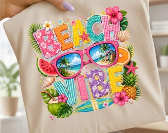 Imágenes PNG con ambiente playero, diseño de gafas de sol veraniegas coloridas, gráfico de vacaciones tropicales, ilustración con una linda cita veraniega, imágenes prediseñadas de vida playera brillante.