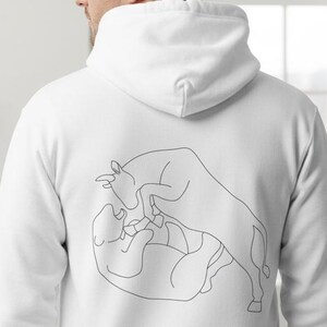 Sweat à capuche Taureau contre Ours | Cadeau unisexe tendance crypto pour les traders | Dessin minimaliste et esthétique d'animaux en traits fins : combat, victoire ou défaite