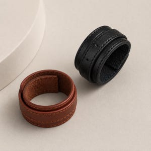 Men's Leather Wrap Cuff Bracelet, Adjustable Minimalist Wristband