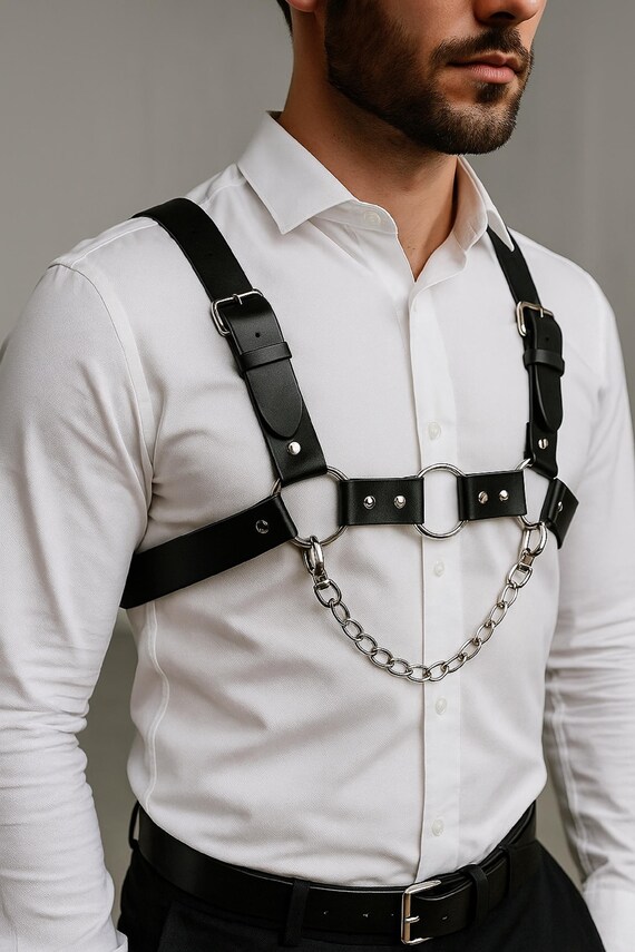Faux Leather Chest Harness Belt: Adjustable Body Strap With 
