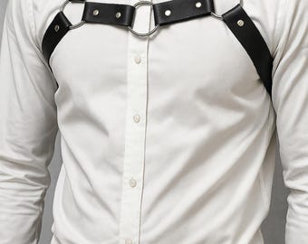 Faux Leather Chest Harness Belt: Adjustable Body Strap with Chain