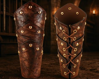 Brazales de cuero medievales: armadura de muñeca para cosplay LARP renacentista
