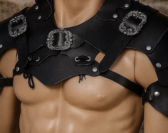 Handmade Faux Leather Shoulder Armor: Medieval Cosplay Harness