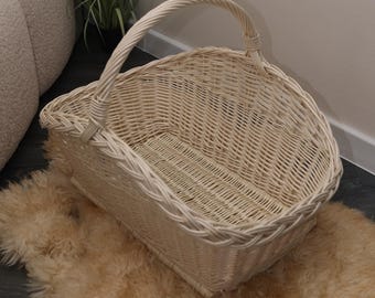 Cesta de cosecha, cesta de jardinería con asa, cesta de recolección de ratán, cesta para herramientas de jardín, cesta de almacenamiento de mimbre para exteriores