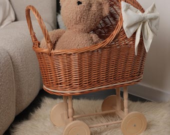 Carrozzina In Vimini Per Bambole – Centrotavola A Forma Di Passeggino Intrecciato, Per Baby Shower E Matrimoni, In Rattan, Artigianale