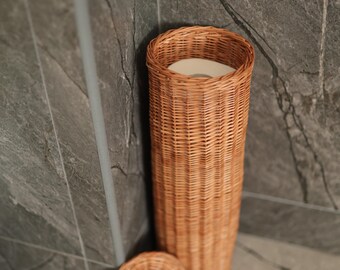 Porte-Papier Toilette En Oisier Avec Poignées - Jusqu'à 6 Méga Rouleaux - Panier Jacinthe D'Eau Naturel Minhkust