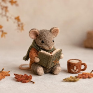 Needle Felted Autumn Woodland Animals, Pumpkin Squirrel, Acorn Chipmunk, Hedgehog, Fox, Reading Mouse