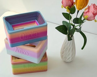 Personalized Rainbow Tissue Box | 3D Printed Custom Refillable Tissue Holder for Home & Office
