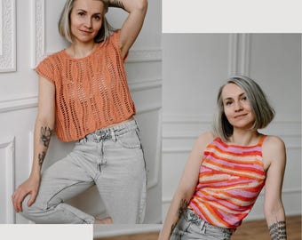 Crochet Summer Top Pattern Bundle – Flow & Zag Tops (PDF)