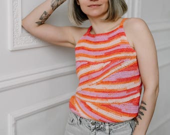 Crochet Top Pattern PDF: Zag Short Rows Summer Top (English)