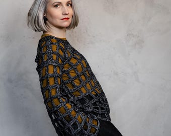 Tīkls Graphic Crochet Sweater Pattern – Tīkls net sweater (PDF Pattern - English, German, French)
