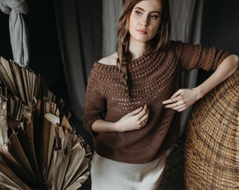 Crochet Sweater Pattern PDF: Zeme Earth Round Yoke Design (English)