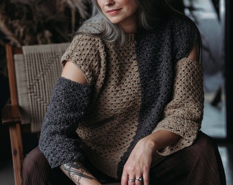 Diptych Crochet Sweater Pattern: Asymmetrical Design (PDF)
