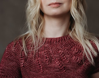 Crochet Top Pattern PDF: Malduguns Yoke Sweater (English)