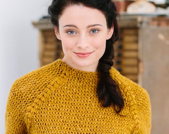 Crochet Sweater Pattern PDF - Gorse Sweater - top down raglan sweater pattern in English