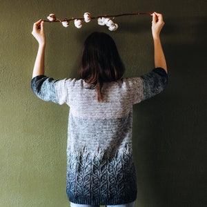 Crochet Cardigan Pattern: Lau Jacket with Ombre Leaf Design (PDF)