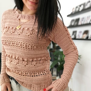 Crochet Sweater Pattern PDF Overly Sweater textured sweater pattern in English image 2