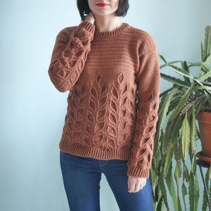 Crochet Sweater Pattern PDF Lau Sweater crochet crew neck leaves sweater pattern in English image 2