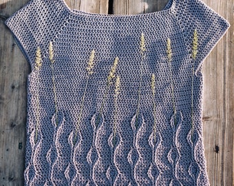 Crochet Top Pattern PDF - Prado Top - crochet seamless top down pattern in English