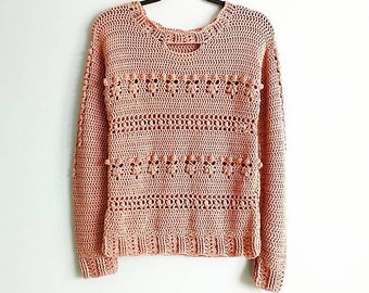 Crochet Sweater Pattern PDF - Overly Sweater - textured sweater pattern in English