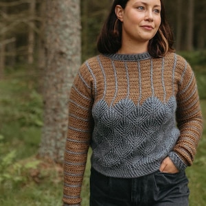 Crochet Sweater Pattern PDF Sivu Sweater textured sweater pattern in English image 1