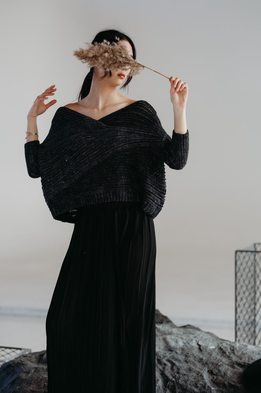Crochet Sweater Pattern PDF: Ainava Landscape Pleated Sweater (US