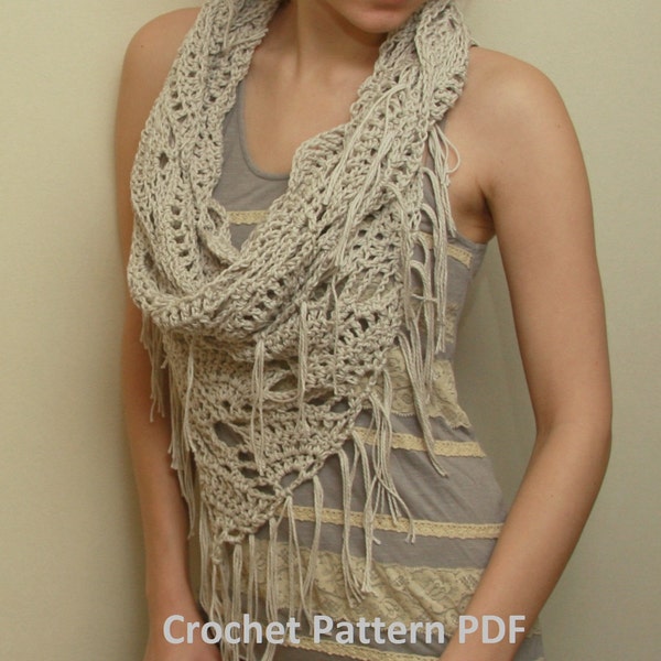 Crochet Cowl Pattern PDF - Triangle Cowl - Electronic PDF File - Infinity Scarf Instant Download Crochet Pattern in English