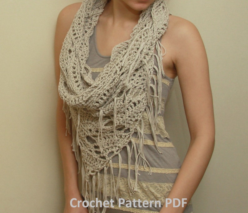 Crochet Cowl Pattern PDF Triangle Cowl Electronic PDF File Infinity Scarf Instant Download Crochet Pattern in English image 1