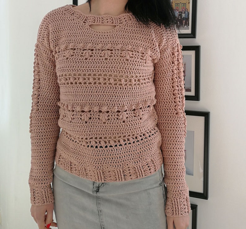 Crochet Sweater Pattern PDF Overly Sweater textured sweater pattern in English image 9