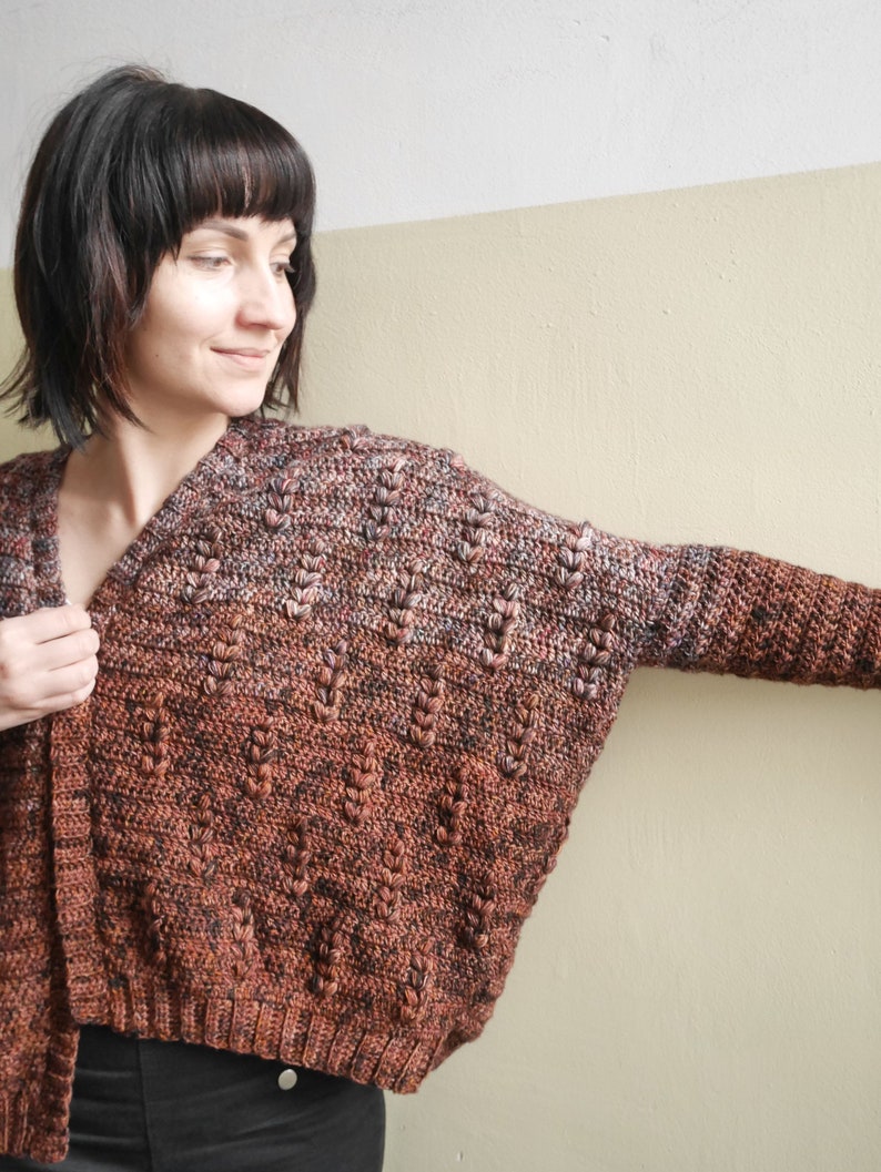 Crochet Cardigan Pattern PDF Rye Bread Cardigan bat wing cardigan jacket pattern in English image 3