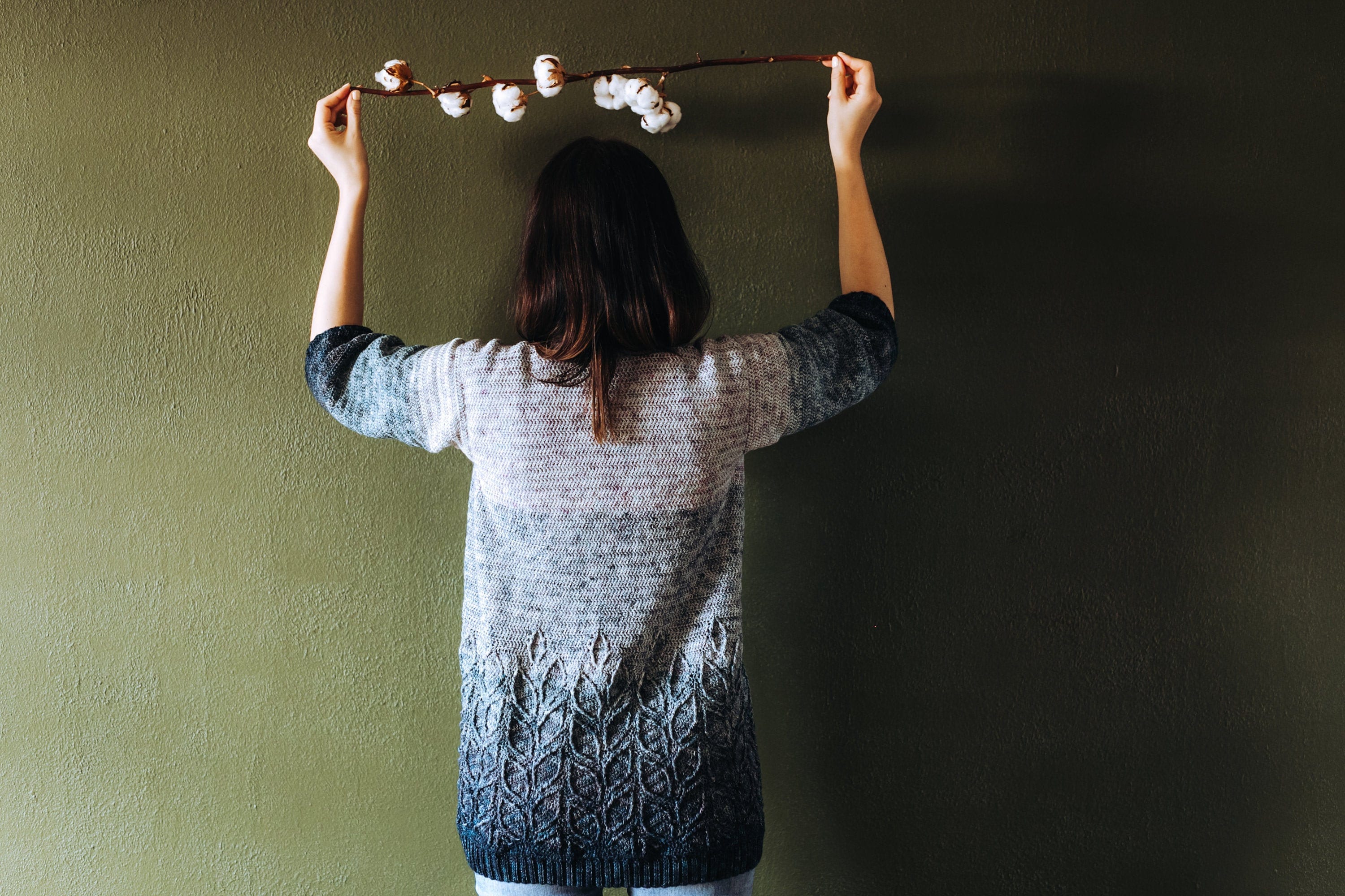 Crochet Cardigan Pattern: Lau Jacket with Ombre Leaf Design (PDF)