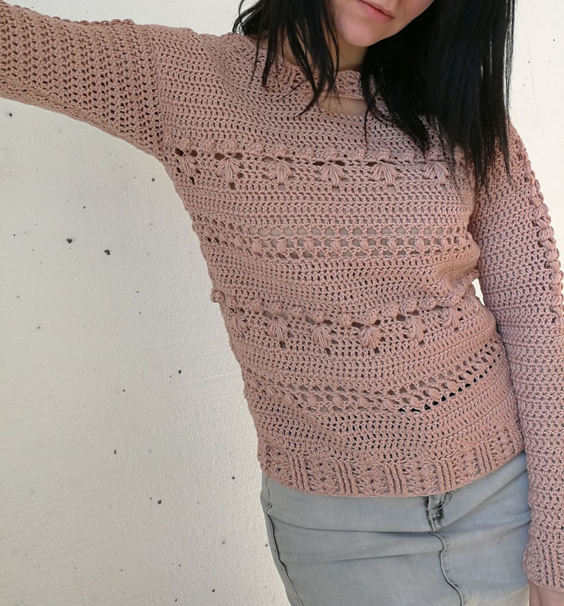 Crochet Sweater Pattern PDF Overly Sweater textured sweater pattern in English image 7