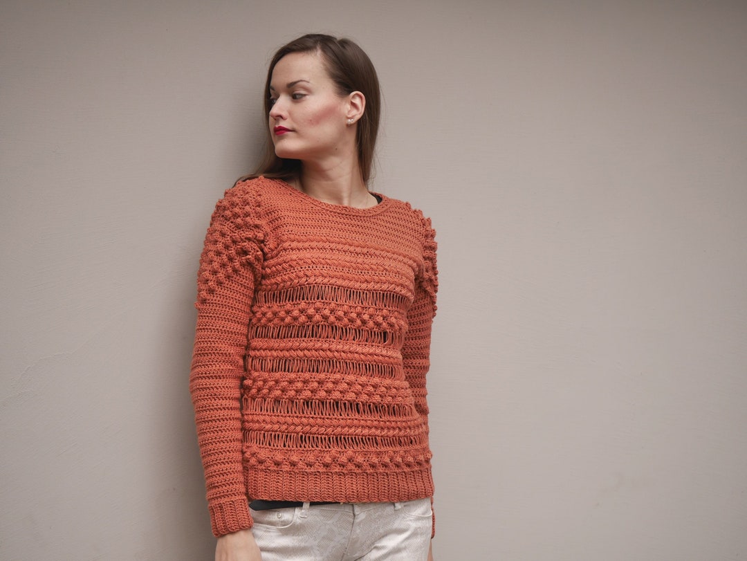 Crochet Sweater Pattern PDF Textured Crew Crochet Crew - Etsy