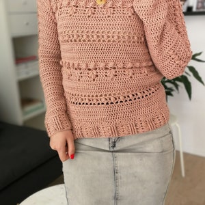 Crochet Sweater Pattern PDF Overly Sweater textured sweater pattern in English image 5