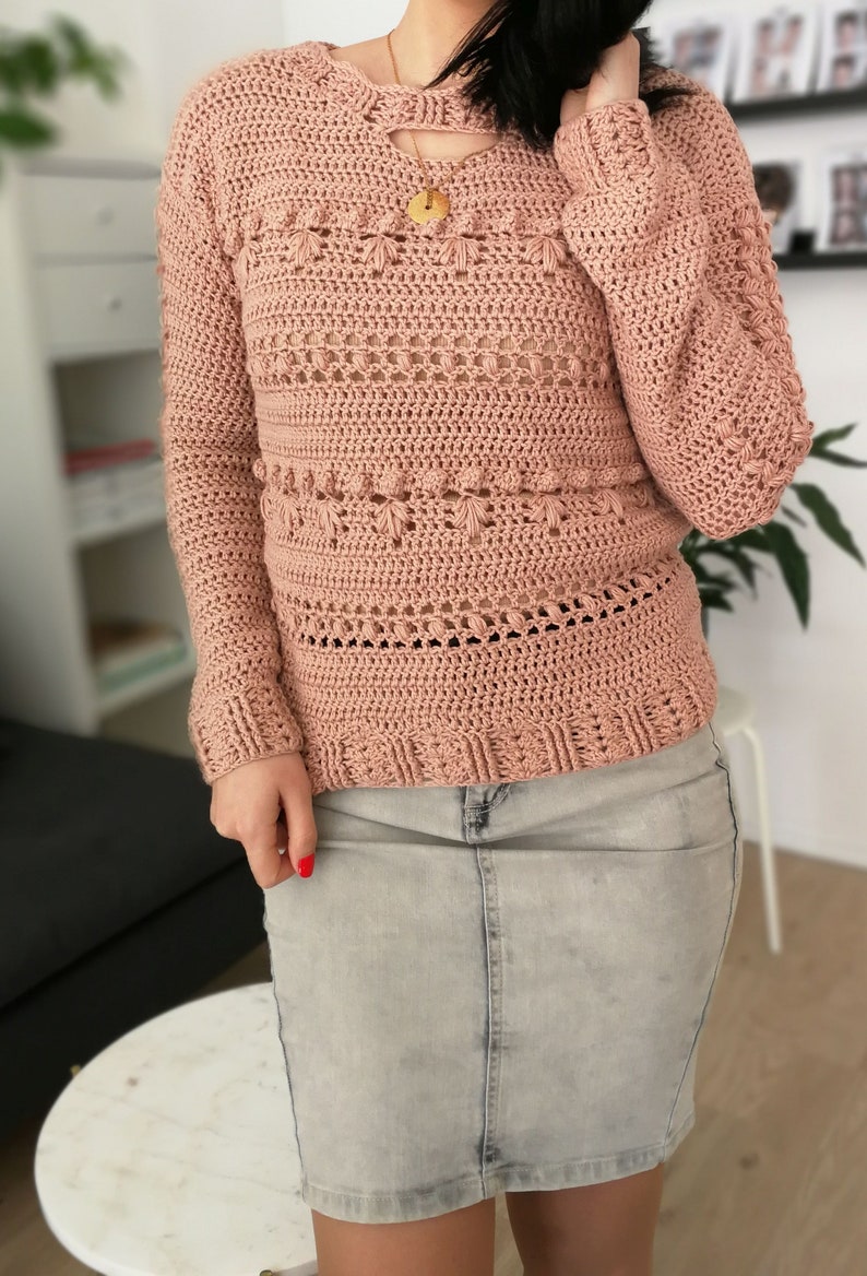 Crochet Sweater Pattern PDF Overly Sweater textured sweater pattern in English image 5