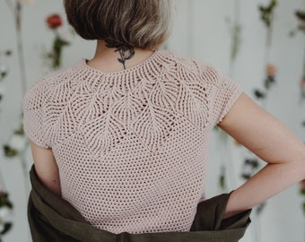 Modèle PDF de haut au crochet - Sivu Tee - modèle de haut d'été de haut en bas au crochet en anglais