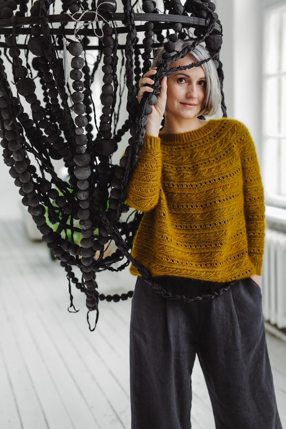 Crochet Sweater Pattern – Zelts Textured Round Yoke (PDF Pattern