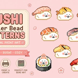 Sushi Welpe Bügelperlen Anleitungen: Kawaii Japan Food Craft (Digitaler Download)