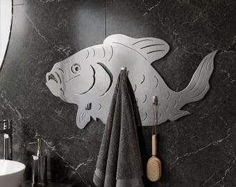 Gancho de pared con forma de carpa – Decoración de pared de metal (57 cm)