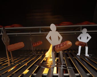 Soporte de acero inoxidable para salchichas de barbacoa, soporte divertido para brochetas de parrilla, regalo para él.