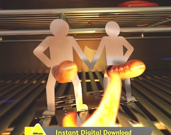 Funny Sausage Holder DXF File, Stainless Steel Grill Laser Cut Design (Digital Download)