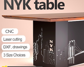 Patas de mesa de la ciudad de Nueva York / CNC / Diseño cortado con láser / Archivo digital urbano moderno