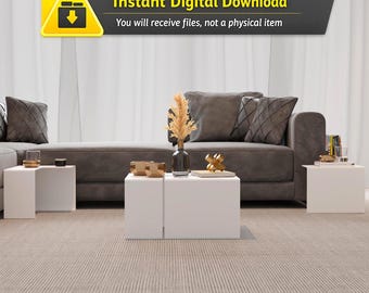 Planos minimalistas en formato DXF para mesa de centro y mesita de noche 2 en 1: Muebles cortados con láser para bricolaje (descarga digital)