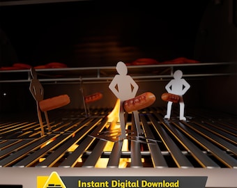 Funny BBQ Metal Men - Sausage Grill Holder DXF File (Digital Download)