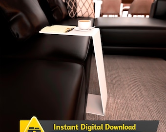 Minimalist C-Shaped Side Table | DXF Project for Metal Cutting and Bending