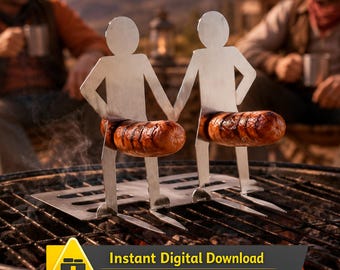 Funny Sausage Holder Grill File, Stainless Steel BBQ Decor (Digital Download)